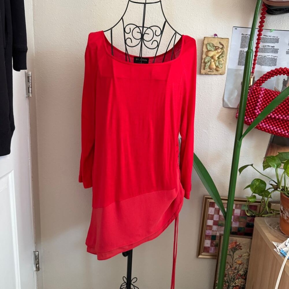 St John Asymmetrical Red Blouse M